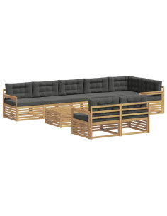 Set di divani da esterno 9 pcs Bianco e Antracite Poliestere 2