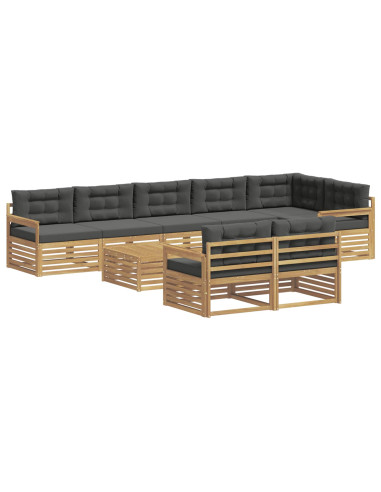 Set di divani da esterno 9 pcs Bianco e Antracite Poliestere