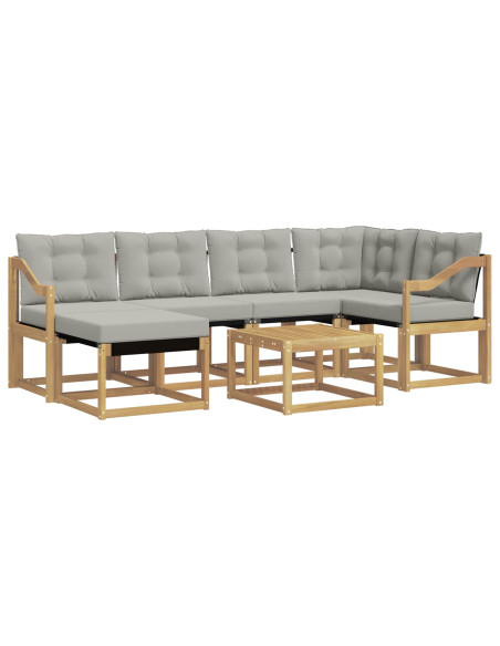 Set di divani da esterno 7 pcs Bianco e Grigio Chiaro
