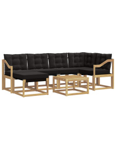 Set di divani da esterno con cuscino 7 pcs Bianco e Nero 2