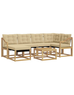 Set di divani da esterno con cuscino 7 pcs Bianco e Beige 2