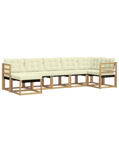 Set di divani da esterno con cuscino 7 pcs Bianco e Crema 2