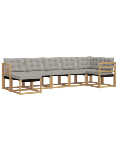 Set di divani da esterno 7 pcs Bianco e Grigio Chiaro 2