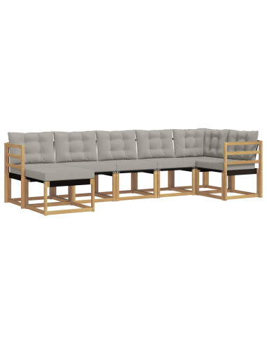 Set di divani da esterno 7 pcs Bianco e Grigio Chiaro