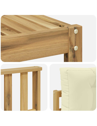 Set di divani da esterno 4 pcs Bianco e Crema Poliestere