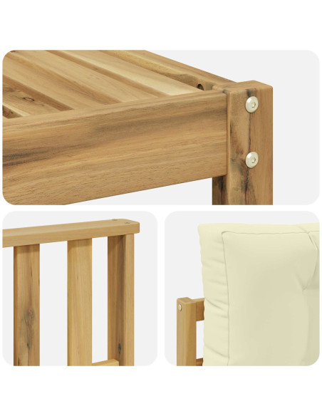 Set di divani da esterno 4 pcs Bianco e Crema Poliestere