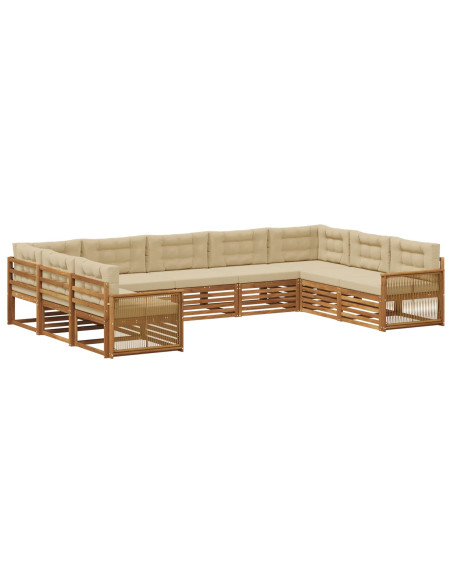 Set di divani da esterno con cuscino 9 pcs Naturale e Beige