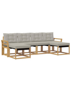 Set di divani da esterno 6 pcs Bianco e Grigio Chiaro 2