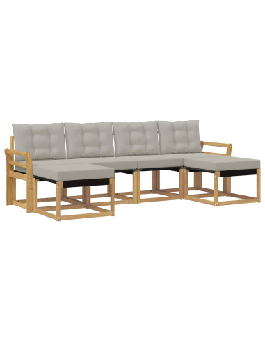 Set di divani da esterno 6 pcs Bianco e Grigio Chiaro