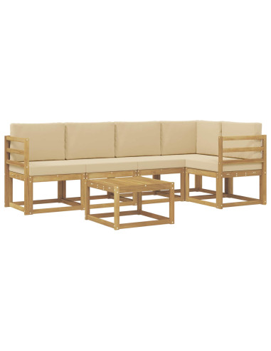 Set di divani da esterno con cuscino 6 pcs Bianco e Beige