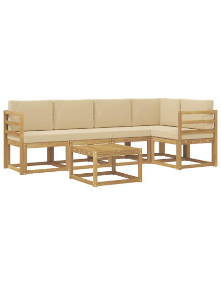 Set di divani da esterno con cuscino 6 pcs Bianco e Beige