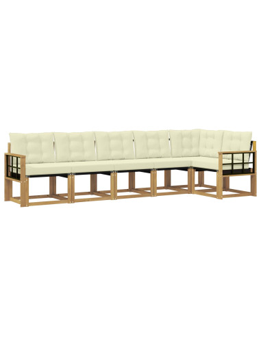 Set di divani da esterno con cuscino 6 pcs Bianco e Crema