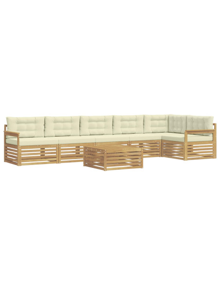 Set di divani da esterno con cuscino 7 pcs Bianco e Crema