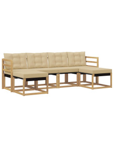 Set di divani da esterno con cuscino 6 pcs Bianco e Beige 2