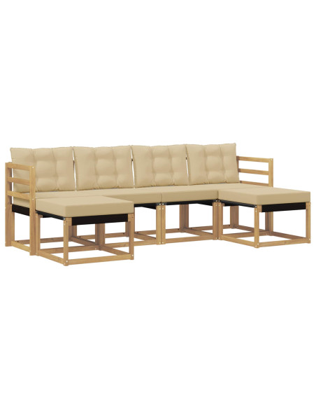 Set di divani da esterno con cuscino 6 pcs Bianco e Beige