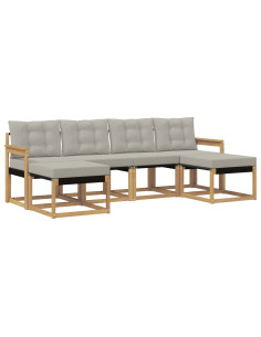 Set di divani da esterno 6 pcs Bianco e Grigio Chiaro 2