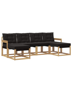 Set di divani da esterno con cuscino 6 pcs Bianco e Nero 2