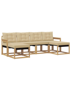 Set di divani da esterno con cuscino 6 pcs Bianco e Beige 2