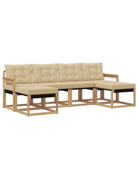 Set di divani da esterno con cuscino 6 pcs Bianco e Beige