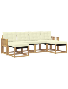 Set di divani da esterno con cuscino 6 pcs Bianco e Crema 2