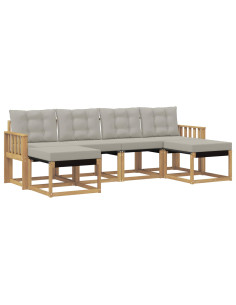 Set di divani da esterno 6 pcs Bianco e Grigio Chiaro 2