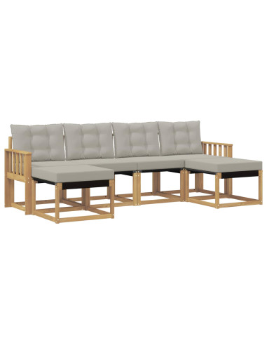 Set di divani da esterno 6 pcs Bianco e Grigio Chiaro