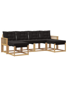 Set di divani da esterno con cuscino 6 pcs Bianco e Nero 2
