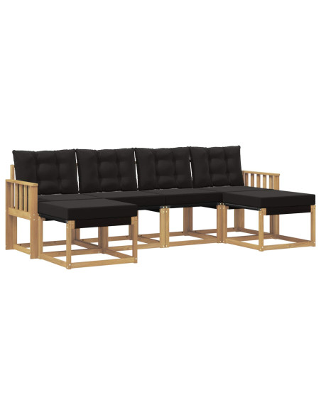 Set di divani da esterno con cuscino 6 pcs Bianco e Nero