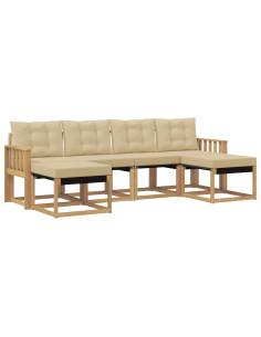 Set di divani da esterno con cuscino 6 pcs Bianco e Beige 2