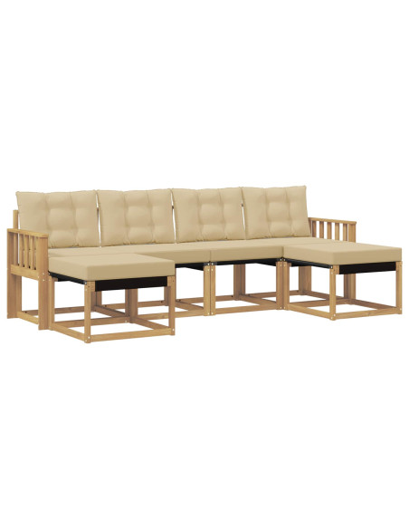 Set di divani da esterno con cuscino 6 pcs Bianco e Beige