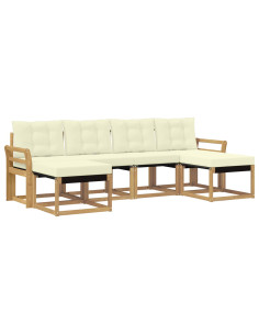 Set di divani da esterno con cuscino 6 pcs Bianco e Crema 2