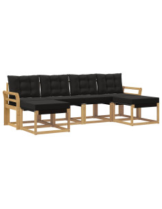 Set di divani da esterno con cuscino 6 pcs Bianco e Nero 2