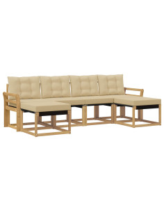 Set di divani da esterno con cuscino 6 pcs Bianco e Beige 2