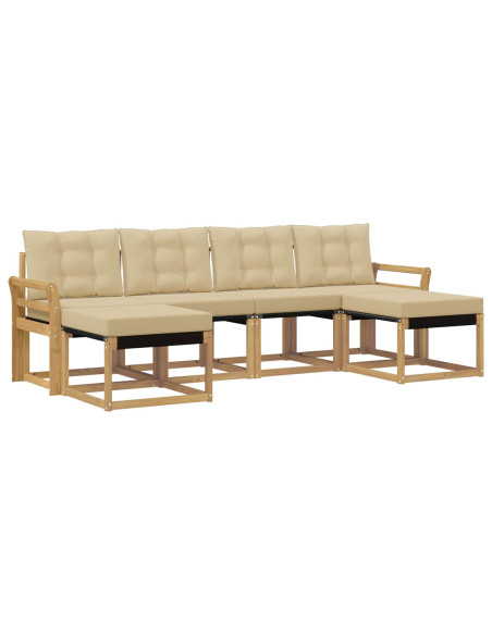 Set di divani da esterno con cuscino 6 pcs Bianco e Beige