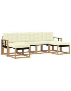 Set di divani da esterno con cuscino 6 pcs Bianco e Crema 2