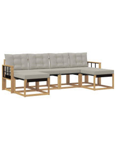 Set di divani da esterno 6 pcs Bianco e Grigio Chiaro 2