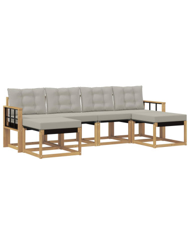 Set di divani da esterno 6 pcs Bianco e Grigio Chiaro