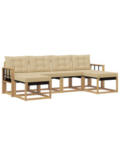 Set di divani da esterno con cuscino 6 pcs Bianco e Beige 2