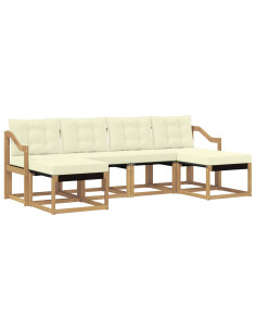 Set di divani da esterno con cuscino 6 pcs Bianco e Crema 2
