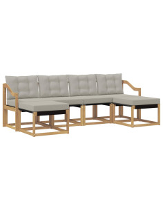 Set di divani da esterno 6 pcs Bianco e Grigio Chiaro 2
