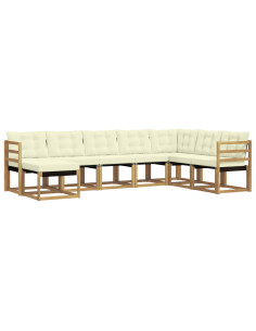 Set di divani da esterno con cuscino 8 pcs Bianco e Crema 2
