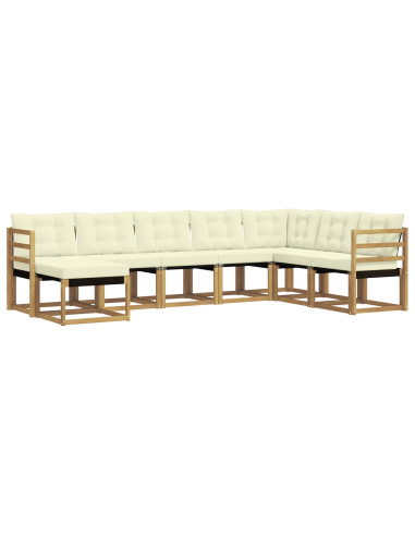 Set di divani da esterno con cuscino 8 pcs Bianco e Crema
