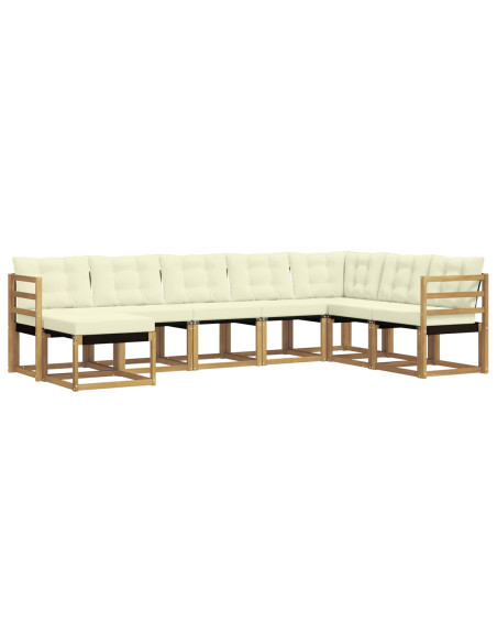 Set di divani da esterno con cuscino 8 pcs Bianco e Crema