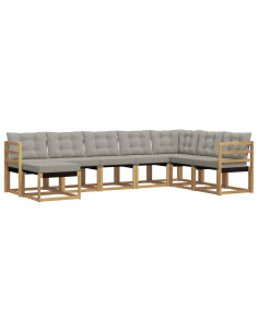 Set di divani da esterno 8 pcs Bianco e Grigio Chiaro 2