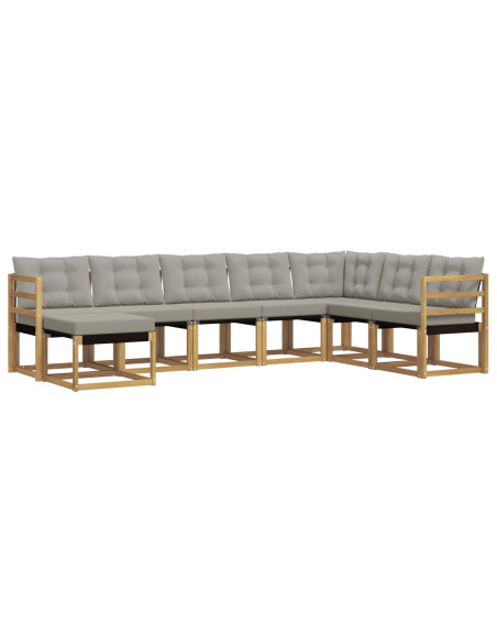 Set di divani da esterno 8 pcs Bianco e Grigio Chiaro