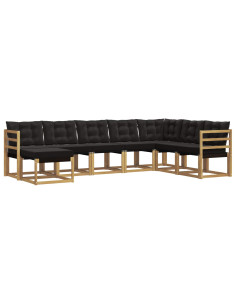 Set di divani da esterno con cuscino 8 pcs Bianco e Nero 2