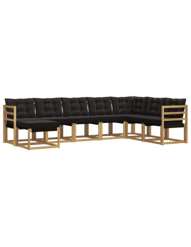 Set di divani da esterno con cuscino 8 pcs Bianco e Nero