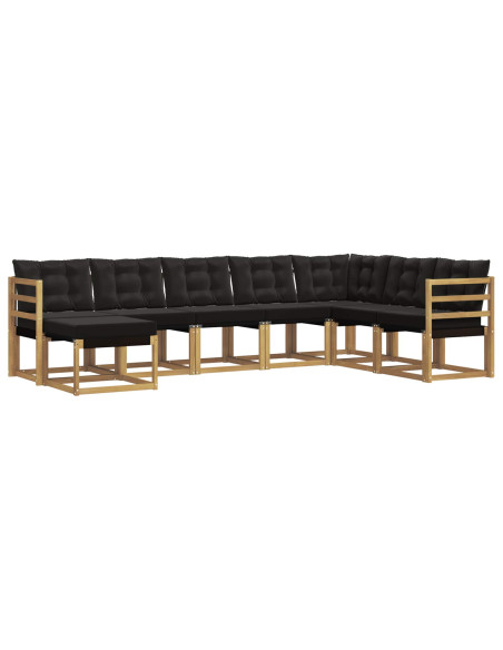 Set di divani da esterno con cuscino 8 pcs Bianco e Nero