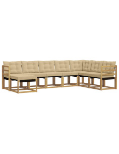 Set di divani da esterno con cuscino 8 pcs Bianco e Beige 2