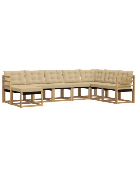Set di divani da esterno con cuscino 8 pcs Bianco e Beige